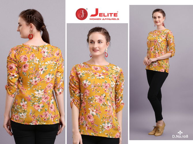 Jelite Tulip 1 Stylish Western Regular Wear Polyester crepe Ladies Top Collection